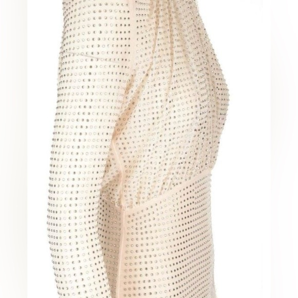 Self Portrait dress Gold Crystals Maxi Long Sleeves - Picture 4 of 9